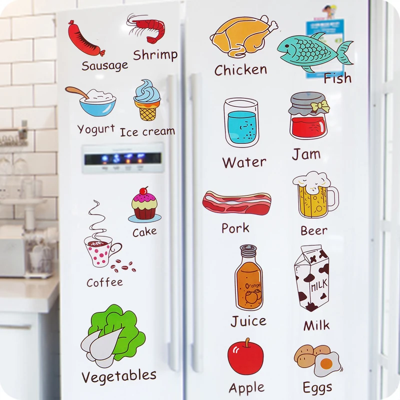 

Cartoon Kitchen Refrigerator Door Stickers Decorative Stickers Food Fruit Removable Wall Sticker stickers On The Wall