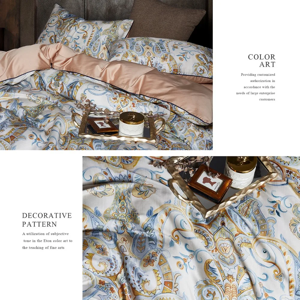 4 шт. роскошный набор постельного белья 60S Египетский хлопок постельное белье из сатина постельное белье с окантовкой наволочки двойной Европейский простыней на кровать