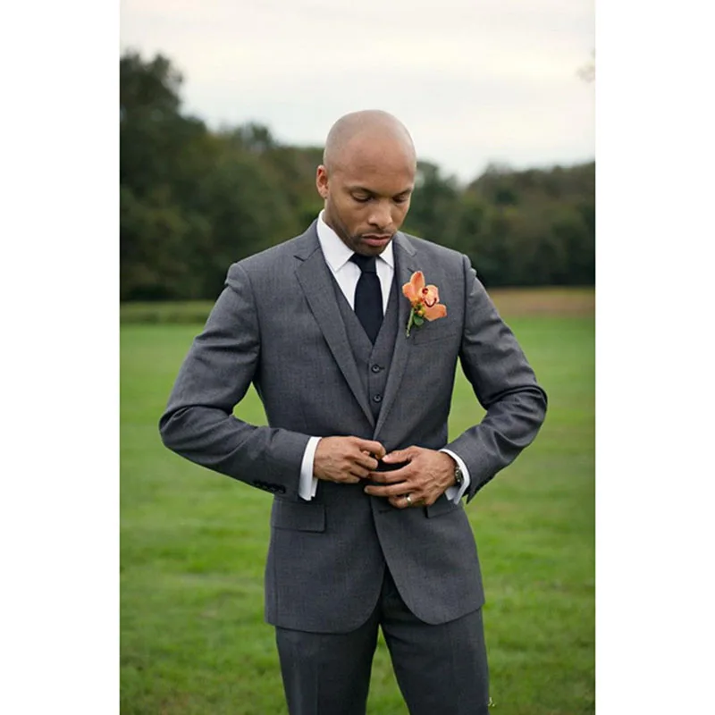 5992 19 De Réductionnouveau Gris Foncé Garçons Dhonneur Tuxedos Hommes Costume Pas Cher Slim Fit Meilleur Prix Hommes Costumes De Mariage Robe