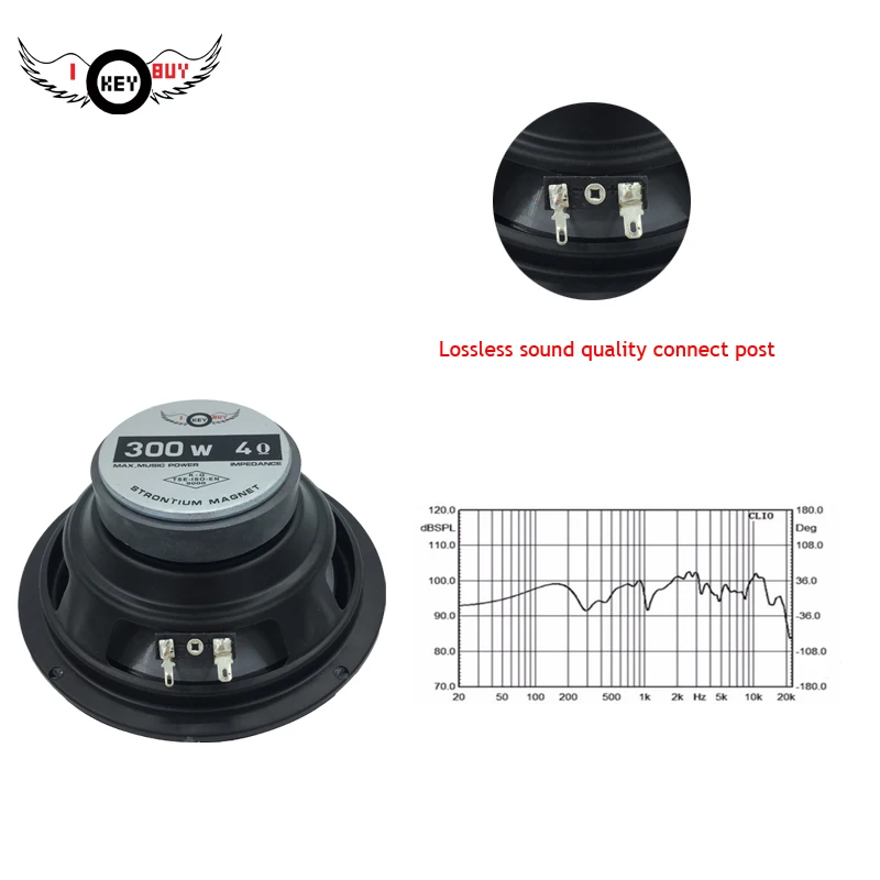 I KEY BUY-6 인치 6.5 인치 2 웨이 동축 부품 스피커 300W 4Ohm 사운드 차량 무료 스테레오 오디오 스피커, 1 개입