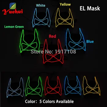 

Funny Handcraft V Style Batman 10 Color Sound activated EL wire Mask Halloween Mask LED Festival Glowing Carnival Party Mask