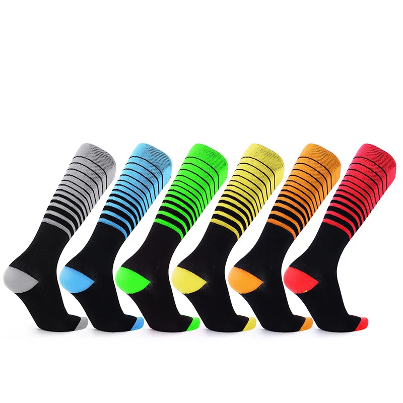 Brothock мужские спортивные носки под давлением длинные полосы Новые компрессионные чулки носки для ног впитывающие пот дышащие велосипедные носки