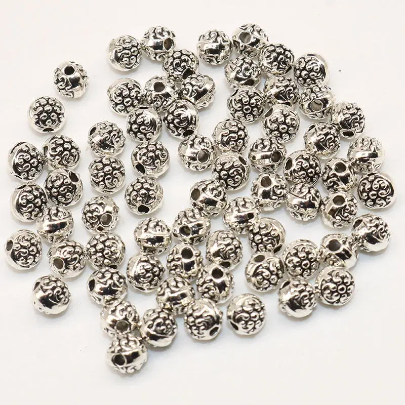 

100pcs Silver Plated Spacer Loose Beads material Tibetan Silver Beads Handmade For charm beads Jewelry Making 5MM