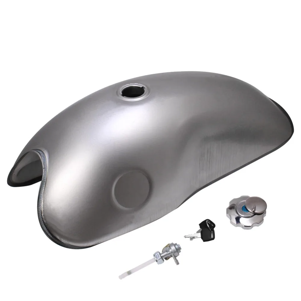 

10L / 2.6 Gal Full Set Motorcycle Universal Cafe Racer Vintage Gas Fuel Tank Cap Keys Petcock Custom