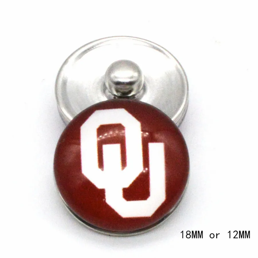 Университет Oklahoma NCAA Спорт Стекло оснастки кнопки 18 мм 12 подходящие защелки