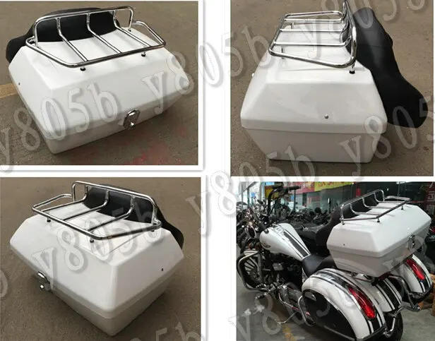 

White Tail Box Luggage With Top Rack Backrest For Yamaha VStar 400 650 1100 1300 Virago Xv 250 535 750 1100 Road Star Custom