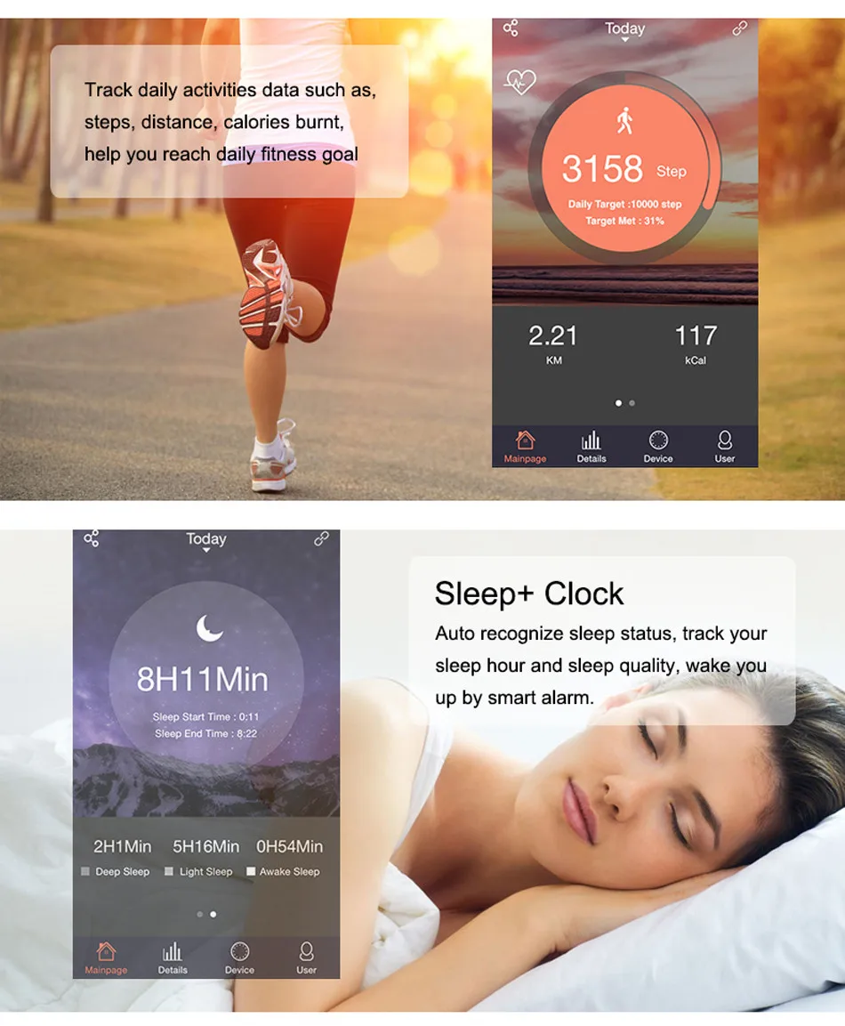 Makibes ID107 Smart Bracelet BT4.0 Heart Rate Monitor Smartband Pulse Sports Fitness Tracker for Android iOS 5