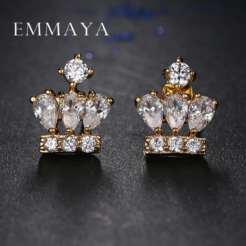 Emmaya модные милые серьги с короной Кристалл ювелирные изделия оптом по невысокой фабричной цене серьги гвоздики для женщин