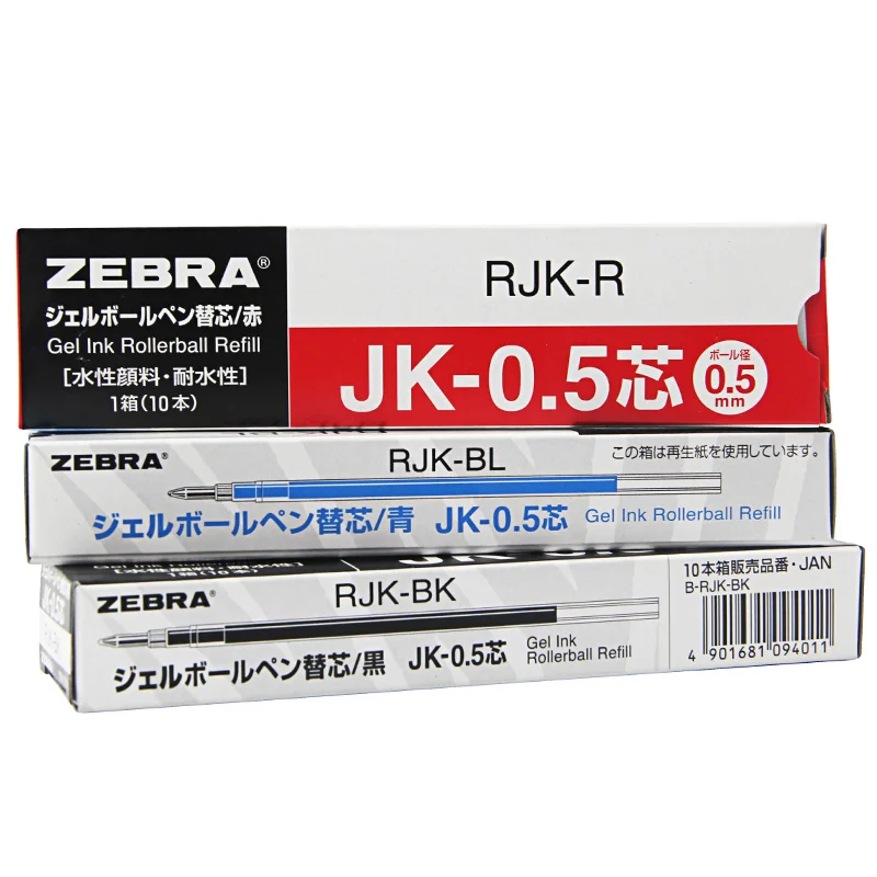 Zebra JK-0.5 заправки для SJ3, J3J2, J4J1 гелевая ручка 0,5 mm-4 цветов(черный, красный, синий, зеленый) на выбор 1 шт