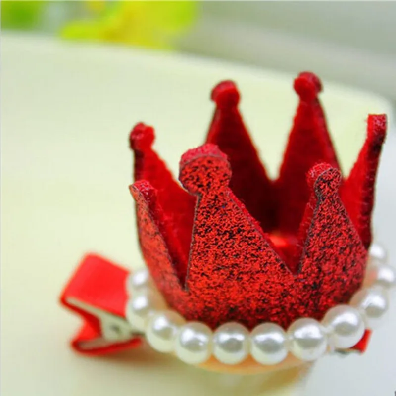 

M MISM 1Lot=5Pcs Modern Girls Glitter Hairpins Crown Pearl Princess Hair Clip For Kids Party Accessories Headwear Barrettes