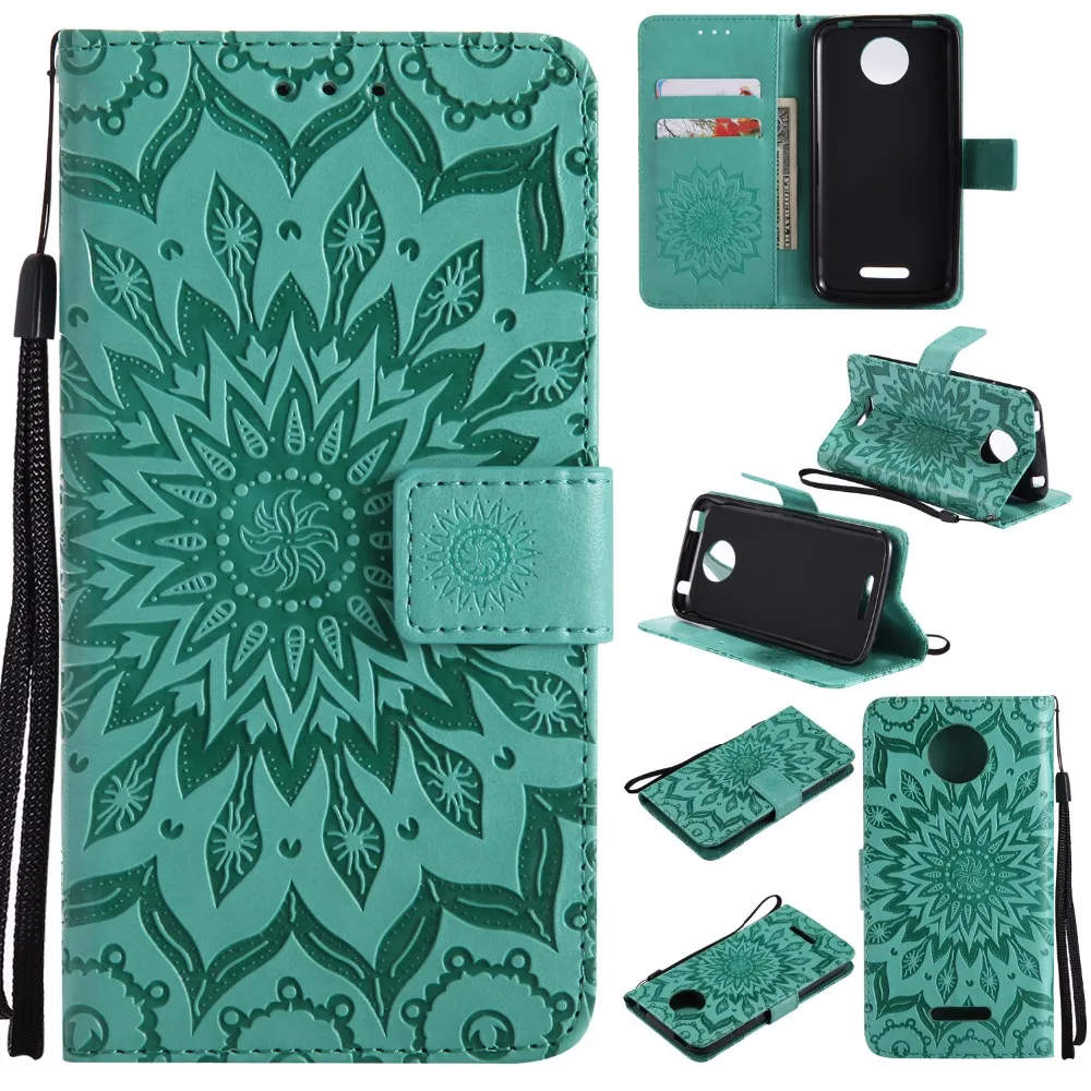 

PU Leather Sunflower Case for fundas Motorola Moto C Plus Case for Moto C Plus XT1723 XT1724 Case 5" + Card Holder