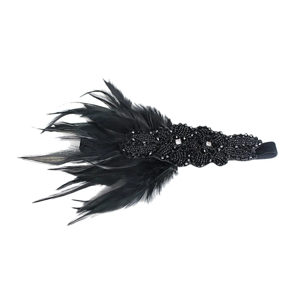 

1920s Headpiece Feather Flapper Headband Great Gatsby Headdress Vintage