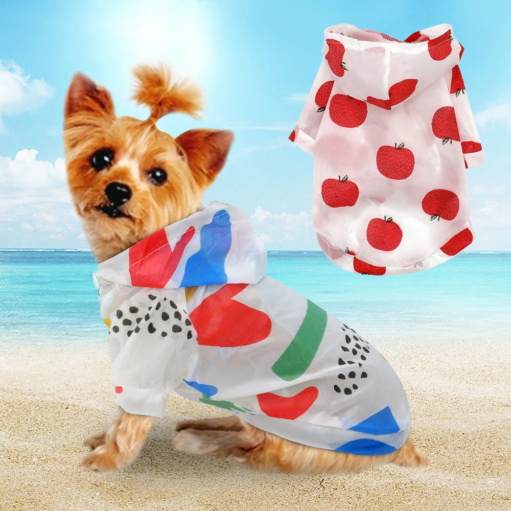 Милая Солнцезащитная Одежда для собак, летняя Солнцезащитная Одежда для питомцев, щенков, чихухуа, одежда с принтом, мягкий дождевик для собак, для чихуахуа, Йоркцев, S-XL