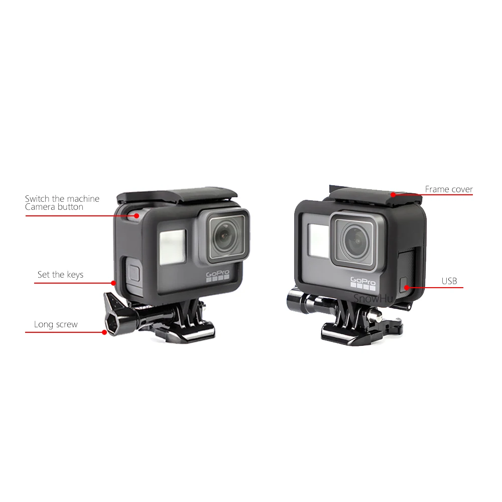 Защитный чехол SnowHu для GoPro Hero 7 6 5 с рамкой черной камеры Go Pro Аксессуары LD03|for gopro|frame
