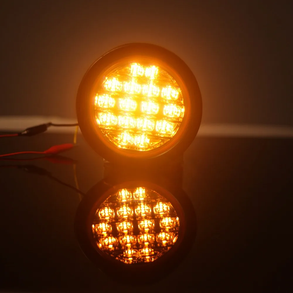 

4 Inch 12V 16 LED Automobile Direction Light Amber Turn Light Trailer Lights with ABS Mounting Bracket 100% Waterproof