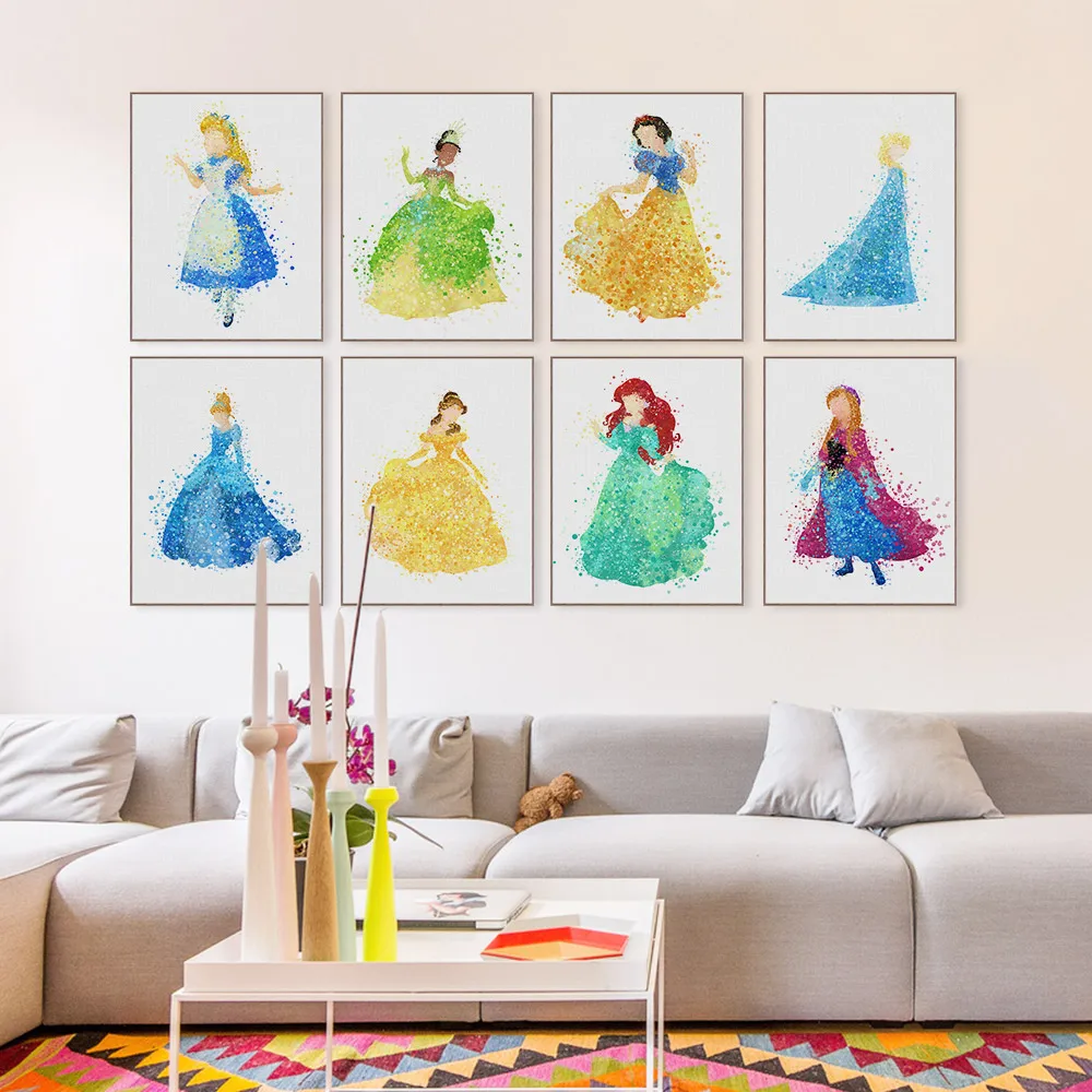 Modern Princess Cinderella Snow Cartoon Pop Movie Canvas Poster