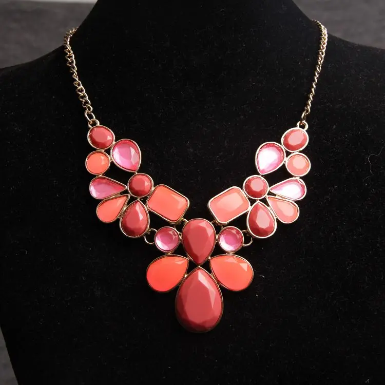 

2018 new fashion jewelry wholesale direct imitation gemstone necklace orange woman Free shipping Christmas Halloween Sale