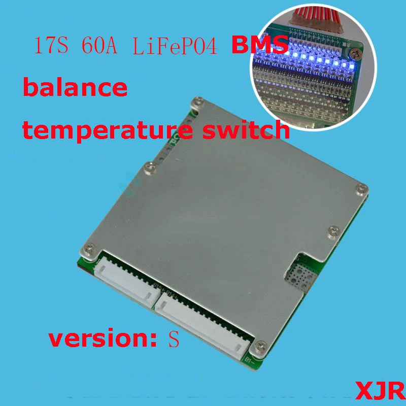 

17S 60A version S LiFePO4 BMS/PCM/PCB battery protection board for 17 Packs 18650 Battery Cell w/ Balance w/Temp