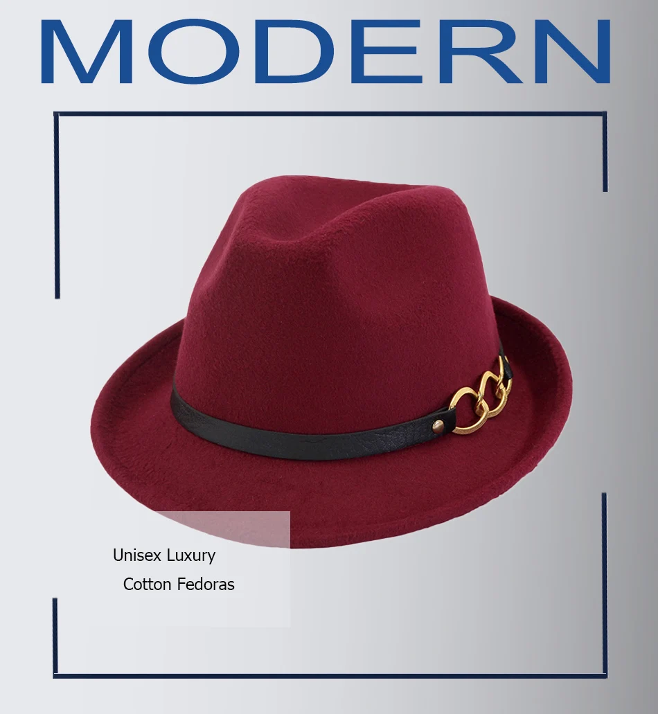 Men Women Elegant Wide Brim Fedora Vintage Church Hat Classic Round Cap Navy 