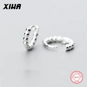 

XIHA 925 Sterling Silver Huggie Small Hoop Earrings for Women Ladies Korean Beads Tiny Round Circle Earing for Girls Kids