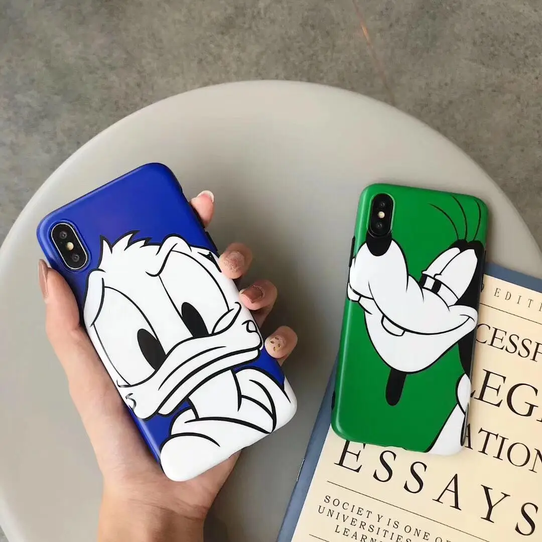 

Cute Donald Duck Phone Case For iPhone 7 8 6 6S Plus X XS Max XR Cartoon Soft silicone IMD Pluto Goofy Back Protection Cover