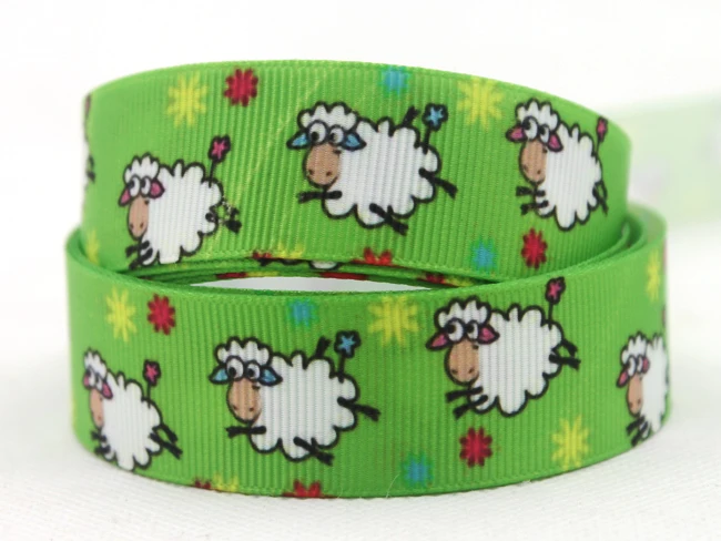 

New Arrival 50yd 22mm Sheep pattern,7/8" Printed Grosgrain ribbon,Hair bows DIY accessories XZD-1274 Green ribbon Free shipping