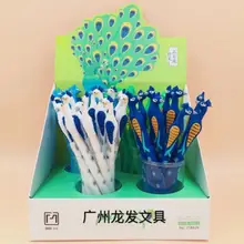 48 шт./упак. мультфильм Павлин гелевая ручка Черная вода чернильная Ручка-роллер чернильное перо офисные школьные канцелярские принадлежности