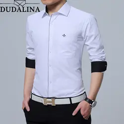 Dudalina рубашка мужской повседневное для мужчин 2019 с длинным рукавом Формальные Мужская рубашка в деловом стиле Slim Fit дизайнер твил платье