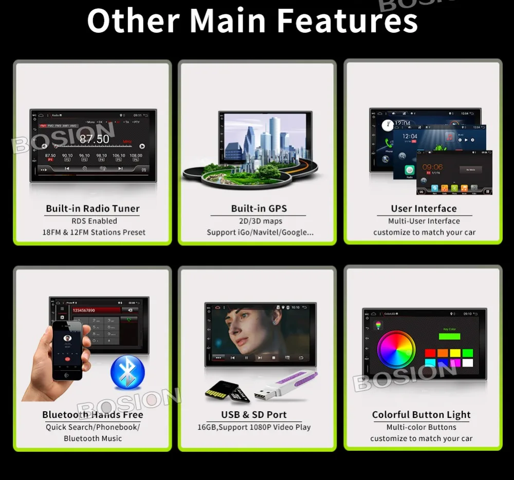 Cheap 7" Android 7.1 RAM 2G touch screen Quad core 2 DIN universal car radio gps with wifi BT stereo audio NO DVD PLAYER 8