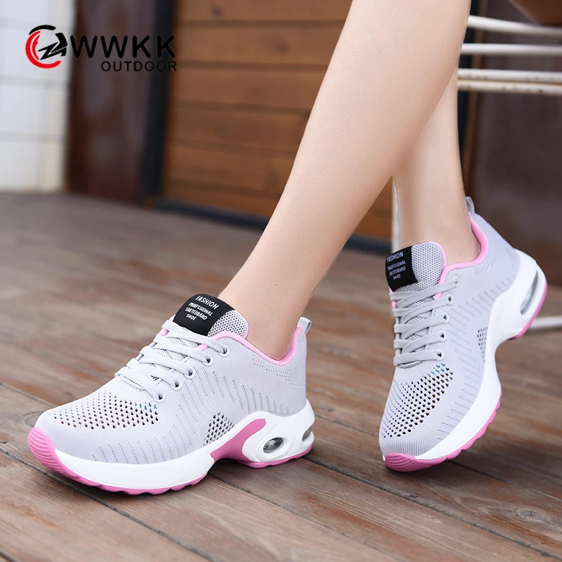 WWKK 2019 Summer Shoes Woman Casual Fashion Breathable Lightweight Walking Mesh Lace Up Ladies Female Sneakers Women | Спорт и