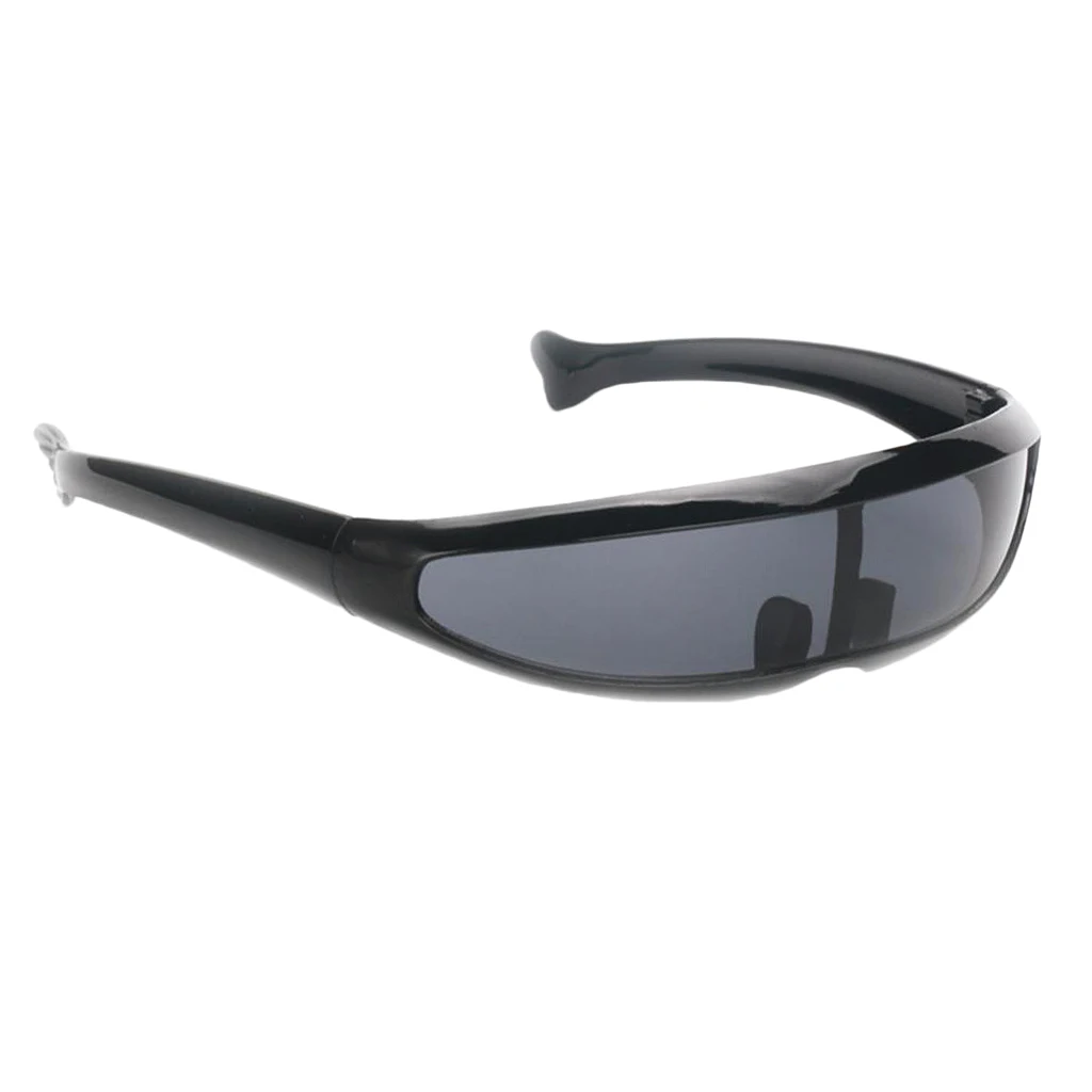 Unisex Futuristic Party Costume Color Mirrored Single Lens Visor Sunglasses Plastic Frame Eye Glasses
