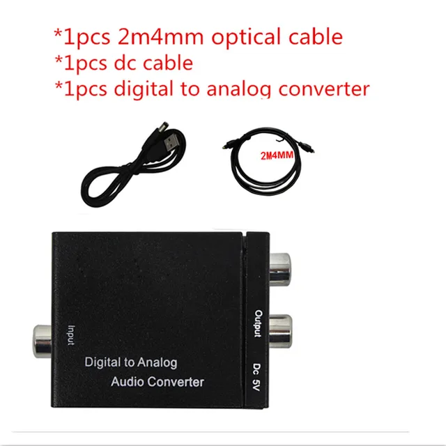 Digital to Analog Audio Converter Adapter Optical Coaxial Toslink Signal to Analog Audio Cable ...