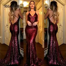 Платье с блестками цвета шампанского,, платье для выпускного вечера, длинное платье для леди, вечернее платье с v-образным вырезом, с открытой спиной, с коротким шлейфом, бордовый, зеленый, большие размеры