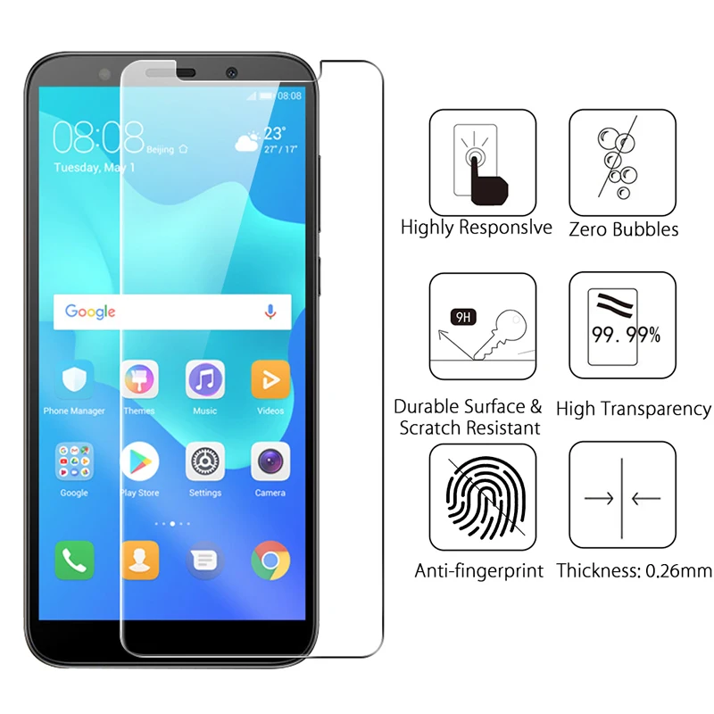 3 шт. закаленное стекло для Huawei Y5 Lite 2018 защита экрана Защитная стеклянная пленка 9H
