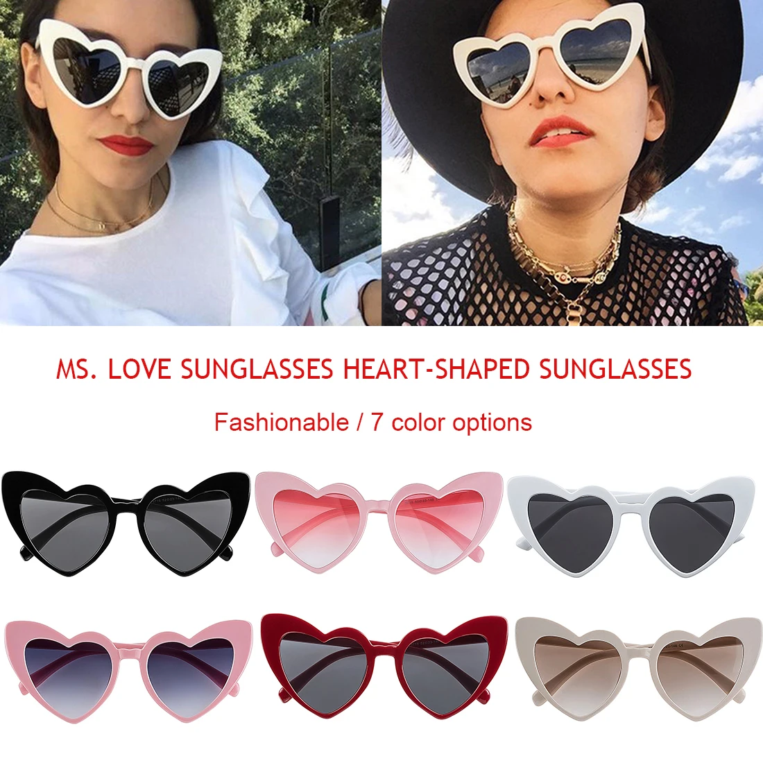 

Heart Sunglasses Women brand designer Cat Eye Sun Glasses Retro Love Heart Shaped Glasses Ladies Shopping Sunglass UV400
