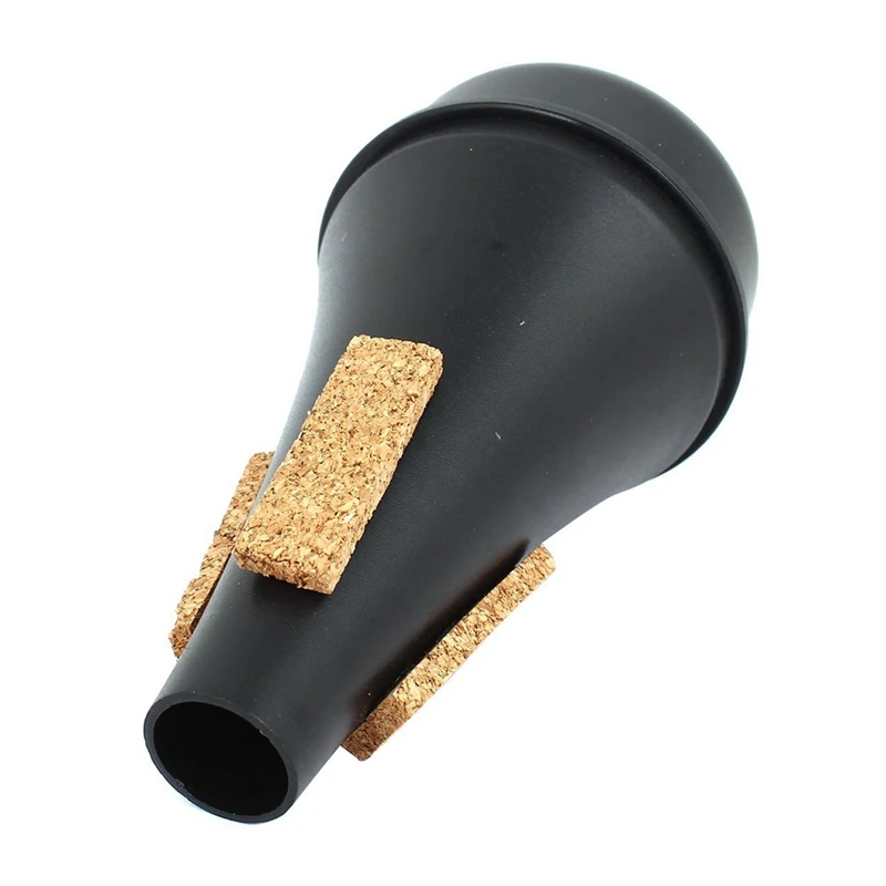 Plastic Musical Instrument Trumpet Straight Practice Silencer Black