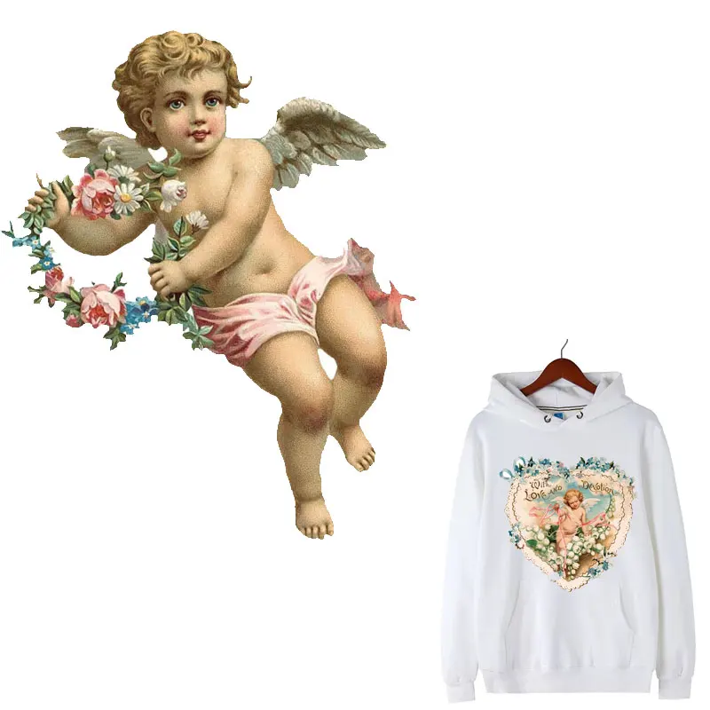 

Angel Wings Heat Transfer Stickers Fusible Clothing Decor Badges Stripes Patches Clothing Applications Tops Applique DIY Print E