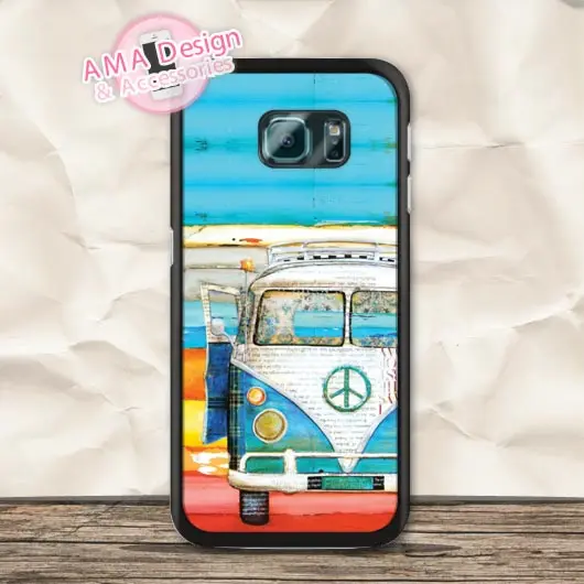 Ретро микроавтобус VW живопись на холсте чехол для Galaxy S9 S8 S7 S6 Edge Plus S5 мини S4
