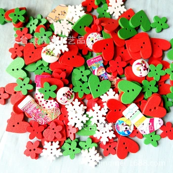 

100Pcs/Lot Mixed 2-Hole DIY Wooden Buttons Purple Pink Red Montessori Early Education Toys For Party Christmas Gift For Children