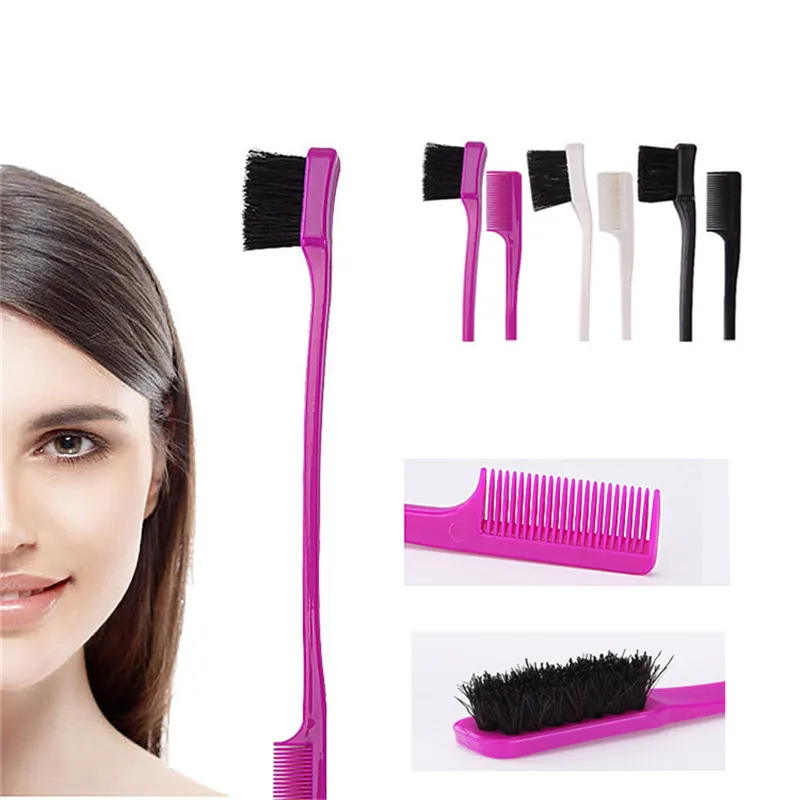 

2018 NEW 1pcs Beauty Double Sided Edge Control Hair Comb Hair Styling Hair coloring Eyebrow Comb brush Dual use Makeup Brush