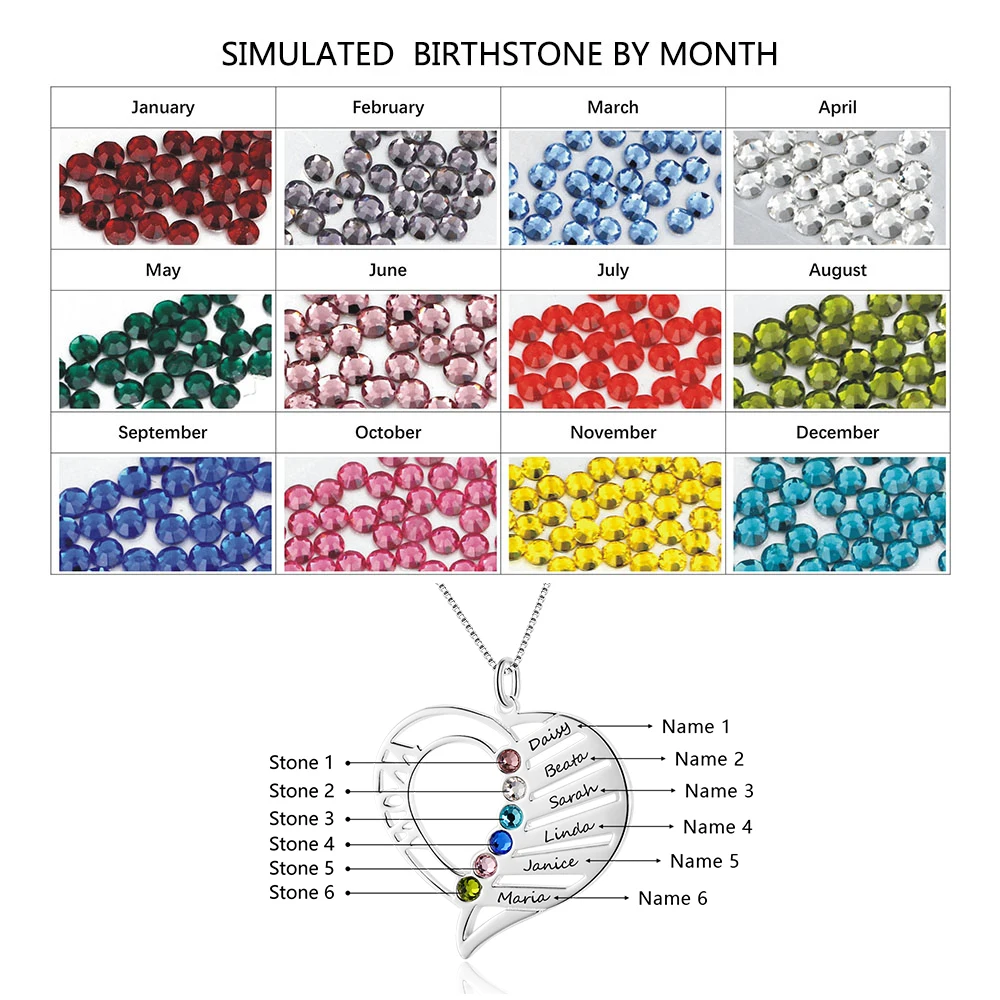 Ожерелья на заказ 925 стерлингового серебра подвески в виде сердца выгравированное имя ожерелья камень DIY подарок матери(lam hub fong