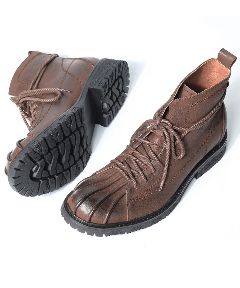Мужские очень теплые зимние ботинки из натуральной кожи в стиле ретро; модные однотонные ботинки для верховой езды с круглым носком на шнуровке; зимняя обувь