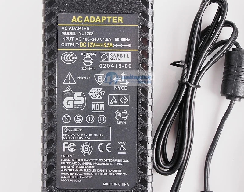 100 V-240 V DC/DC 12 V 8.5A переключение Питание адаптер 1 до 8 Мощность разъем косички с 8 способов для видеонаблюдения Камера Системы