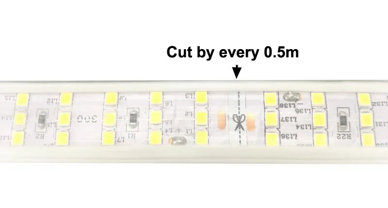 Водонепроницаемая светодиодная лента 220 вольт 0,5 метра Cut 2835 276 светодиодный s/m трехрядная трубка Ruban AC220V с Европейский шнур питания WW CW
