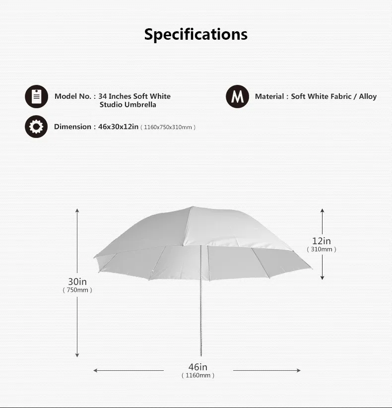 HPUSN 4" 116 см Высокое качество Speedlite Studio Flash мягкий прозрачный белый зонтик для камеры SLR Аксессуары для фотостудии