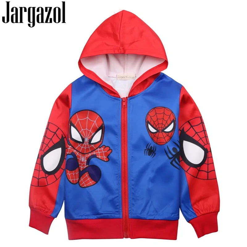 

Jargazol Boys Sweatshirts Autumn Kids Hoodies Coat Cartoon Spider Printed Toddler Boy Fall Hoodie Children Sweatshirt Outwear