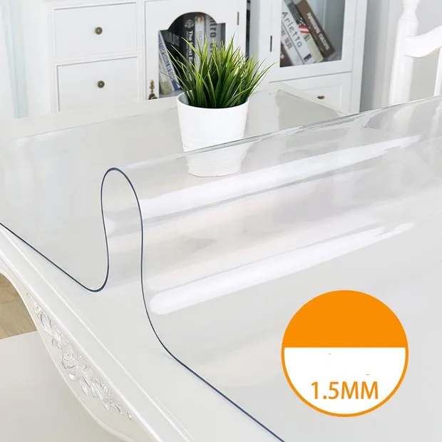 Прозрачная скатерть прямоугольной формы из ПВХ толщиной 1,5 мм, защитная накладка на стол из мягкого стекла, водонепроницаемые, маслостойкие салфетки