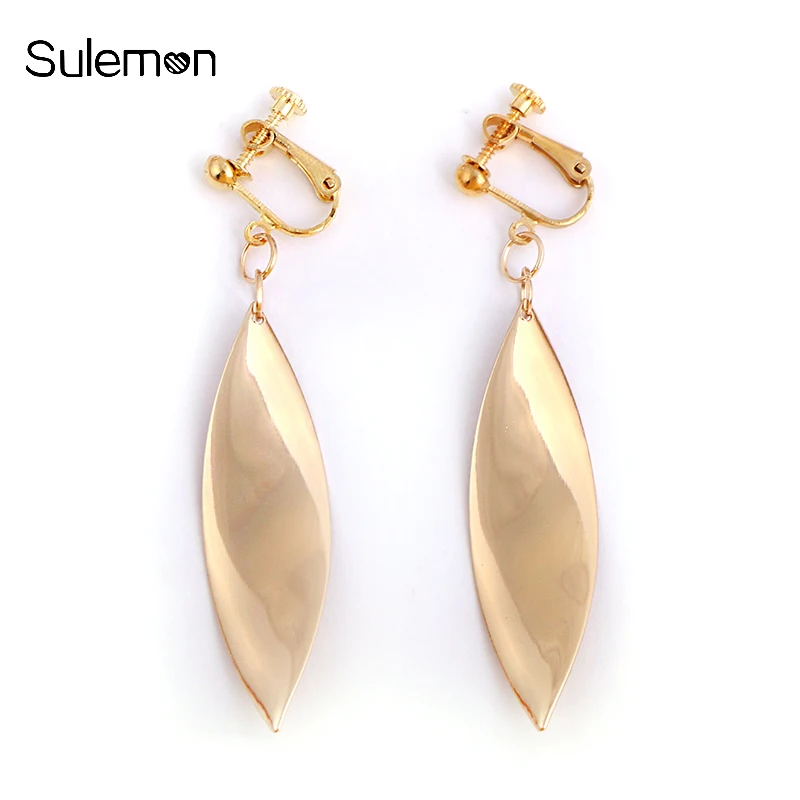 

Geometric Leaf Clip Earrings No Pierced Ear Clip Metal Simple Leaves Earrings Without Piercing Women Minimalist Jewelry CE116