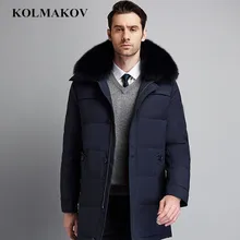 KOLMAKOV, мужские классические куртки на белом утином пуху, мужские зимние толстые пуховые пальто, мужская повседневная верхняя одежда с меховым воротником