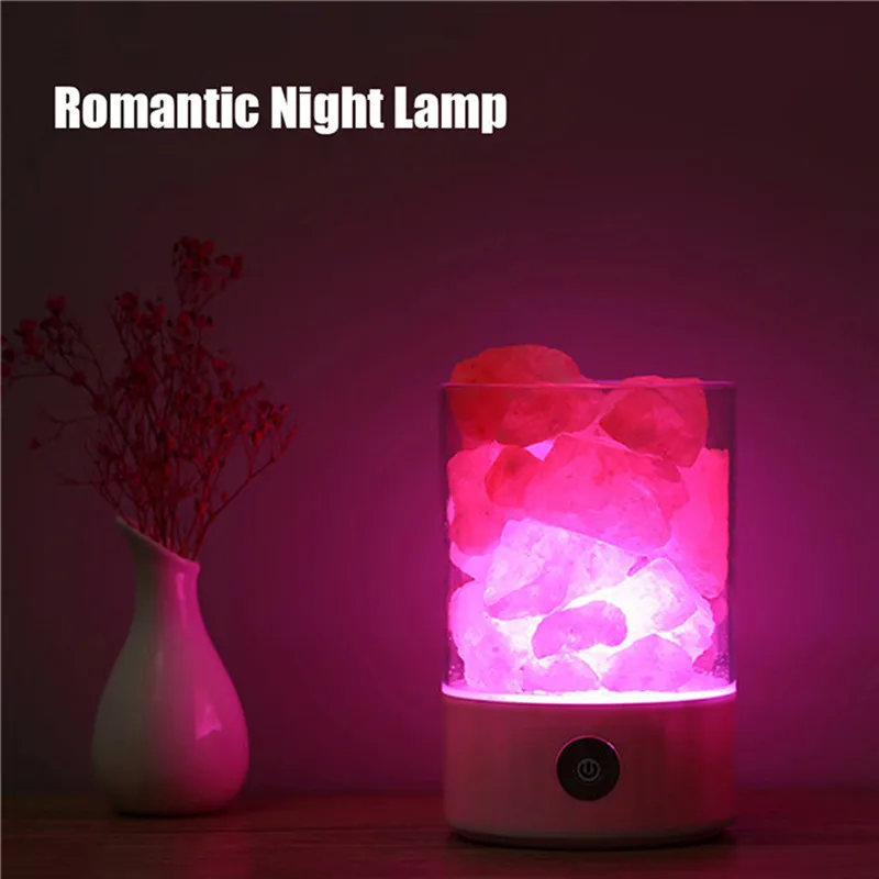CLAITE USB гималайской соли лампы уникальный природный кристалл соли ночник светодиодный Воздухоочистители Night Light Home Спальня рядом света